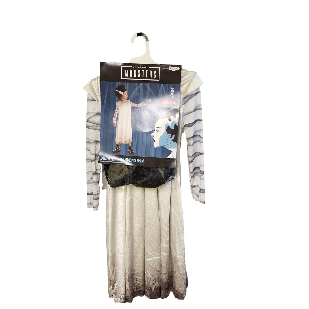 Universal Monsters Bride of Frankenstein Girls Costume Dress Headpiece Med 7-8
